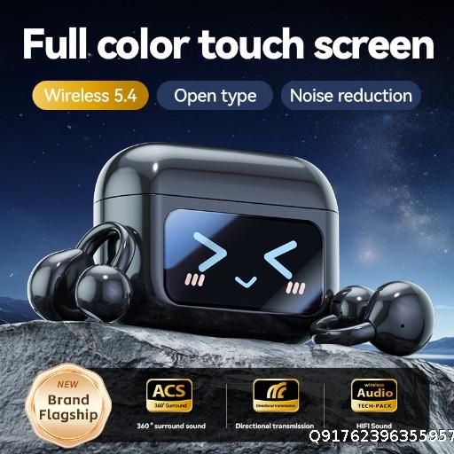 New Wireless Ear Clip Bluetooth Earphone Screen Color Screen Touch Display Long Range Earclip