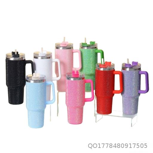  Diamond studded Ice King Cup 304 Stainless Steel Insulated Cup 40oz with Handle Diamond High Beauty Car Cup