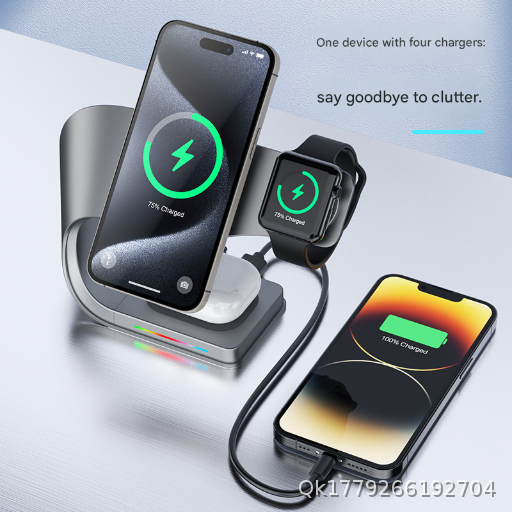 MagSafe Magnetic Wireless Charger Suitable for Apple Earphones, Mobile Watches 15W 3-in-1 Wireless Charging