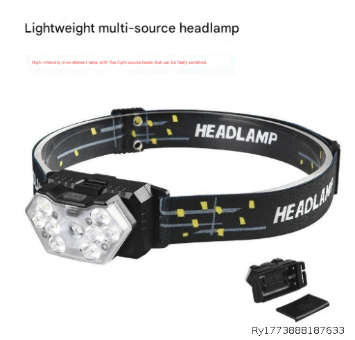  LED Intelligent Induction Headlamp COB Red Light Warning USB Charging Strong Light Outdoor Night Fishing Waterproof Headlamp