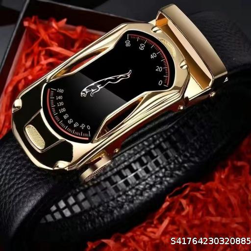 Sports Car Leopard Belt Men's Belt Business Automatic Buckle PU Leather Fashion New Style Trendy Casual Jeans Belt