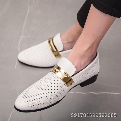 Men's Summer New Low Top British Hollow Breathable Business Leisure Fashion Youth Legged Leather Shoes
