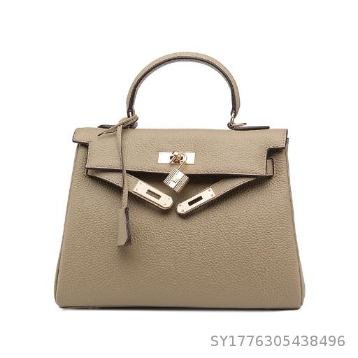  First layer cowhide Kelly bag, genuine leather, light luxury luxury brand women's bag, commuting handbag, single shoulder crossbody bag, versatile commuting bag