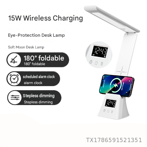 Eye Protection Desk Lamp 15W Wireless Fast Charging Stand Folding Storage Desktop Learning Reading Compatible with Wireless Charging