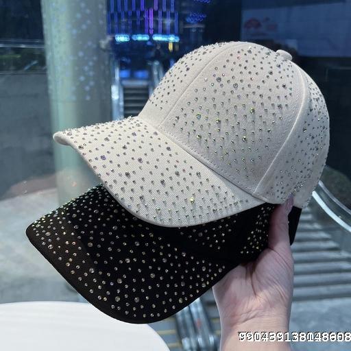  Korean version hot diamond baseball cap for women, trendy and versatile, small and stylish, full diamond sun shading duckbill cap, deep top hard top