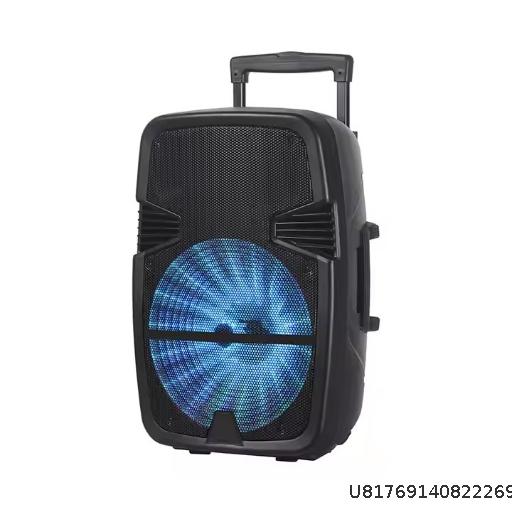  Trolley Bluetooth Speaker Outdoor 15 inch High Power Square Dance Speaker RGB Light Speaker