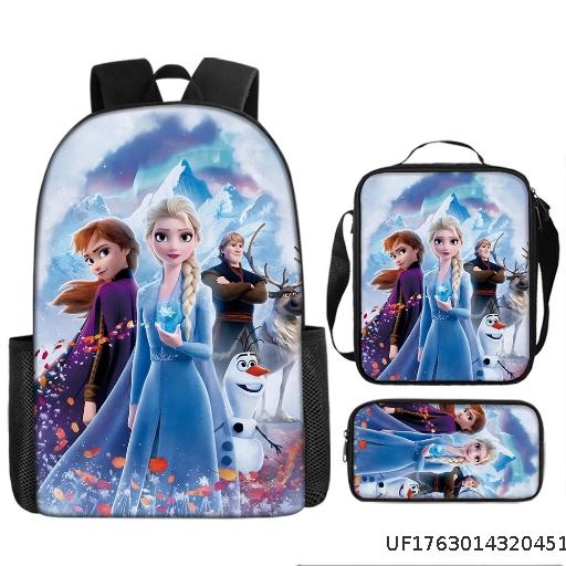 Frozen Elsa Snow White Princess Primary and Secondary School Children's Backpack Three Piece Set
