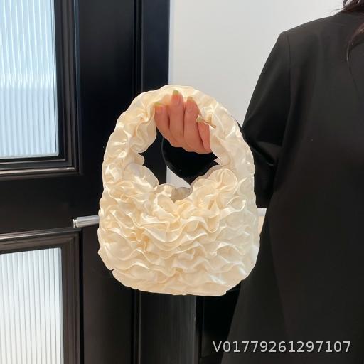  Japanese Sweet Girl Style Lace Folded Bag with Lace Soft Yarn Splicing Handheld Style and socialite Style Underarm Handbag