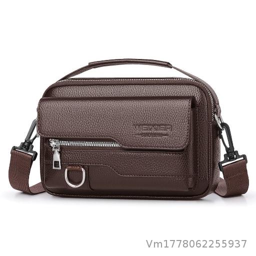  Single shoulder bag, men's ultra light men's crossbody bag, lychee pattern waterproof flip bag