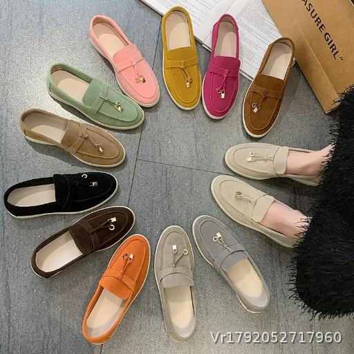  European and American plus size Le Fu shoes for women, lazy shoes, British style versatile suede flat shoes, bean shoes