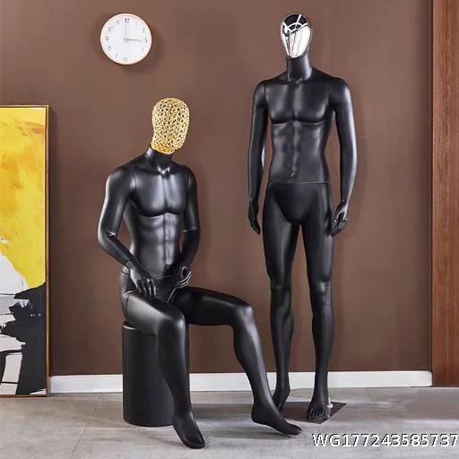  Male Model Full Body Clothing Store Shopping Mall Clothes Fake Model Display Stand Black Sitting Model Paint Male Model