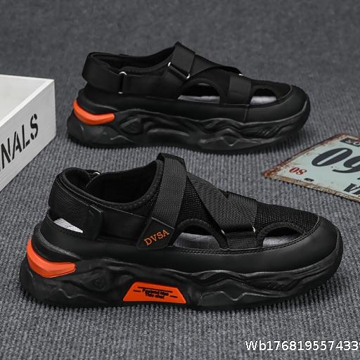 Men's Sports Sandals Summer Outerwear Hollow Breathable Casual Versatile Thick Bottom Beach Shoes Men's Driving and Water wading Shoes