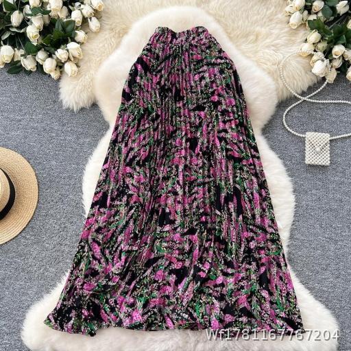  Chiffon Half Skirt 2025 New Style, Covering Span, Flowing, Large Swing Umbrella Skirt, Folded and Fragmented A-line Half Skirt