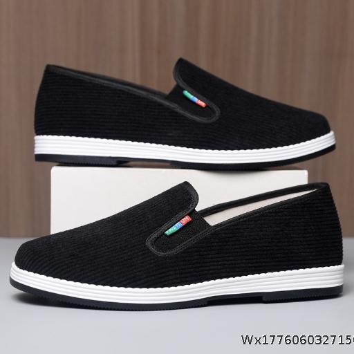  Old Beijing Cloth Shoes, Traditional Fleece Black Cloth Shoes, Soft soled Breathable and Non slip Shoes, Lazy Shoes, One Step Shoes, Driving and Running Shoes