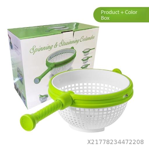  Cross border popular drain basket, household hand pressed vegetable and fruit salad, rotating cleaning, dehydration, storage, and water throwing device
