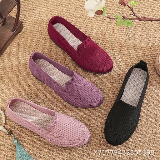  Large Women's Shoes Spring/Summer Cloth Shoes Breathable Flyknit Mesh Shoes