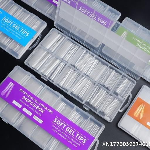 MOQ3,Extra-long Water Tube Nail Extensions Set Transparent Full Preposition 240 Pieces Box