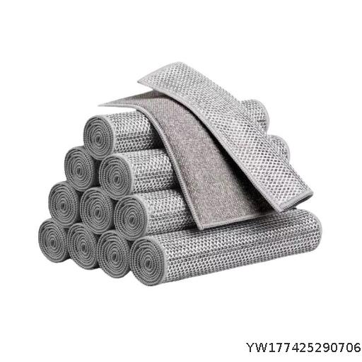 Kitchen dishcloth Dishwashing cloth Thickened double-layer kitchen double-sided silver wire dishwashing cloth Cleaning cloth Non stick to oil and absorbent