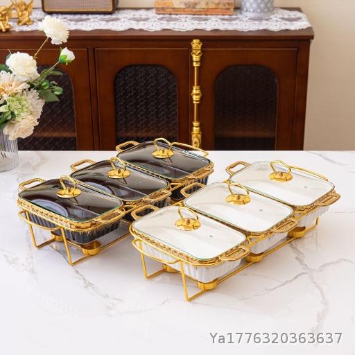 Casserole Three-Compartment Double-Handled Ceramic Baking Pan Household Dishware Heated Soup Pot Dry Pot 3pcs bakeware