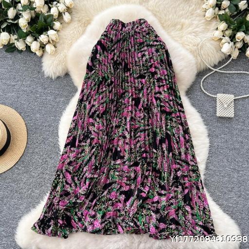  Chiffon Half Skirt 2025 New Style, Covering Span, Flowing, Large Swing Umbrella Skirt, Folded and Fragmented A-line Half Skirt