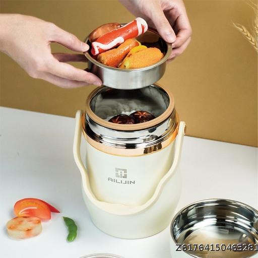 304 Stainless Steel Vacuum Stove Pot Household Large Capacity Insulated Bucket Student Office Worker Portable Multi Layer Lunch Box