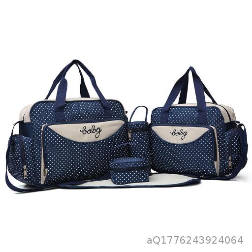 Dot Fashion Diagonal Span Large Capacity Mommy Bag Five Piece Set for Outward Maternity and Child Bag Handheld Single Shoulder Mommy Bag