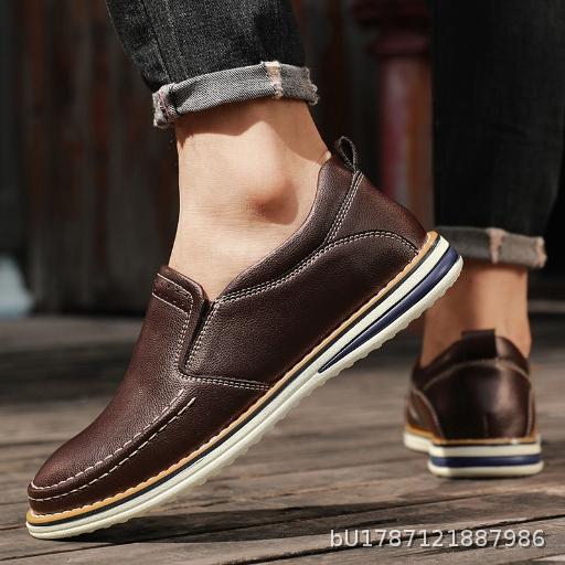 Men's casual leather shoes, leather oversized breathable trendy shoes, casual leather shoes, handmade men's leather shoes