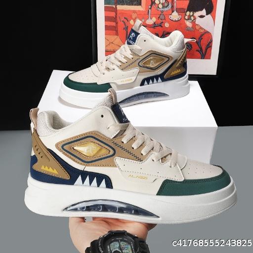  Thick soled high top shoes for men in Spring and Autumn 2025, high top board shoes with increased height inside, men's shoes for youth, fashionable and casual shoes