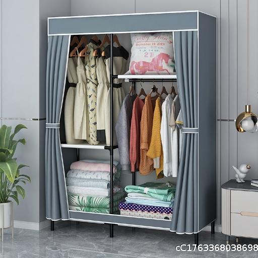  Simple Wardrobe, Home Bedroom Cloth Cabinet, Steel Pipe Thickened Reinforcement, Rental Room Special Wardrobe