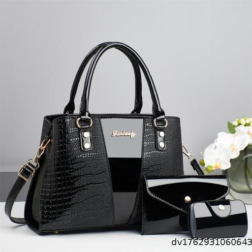 Mother and Child Bag Taizhou Women's Bag Handbag Crocodile Pattern Single Shoulder Crossbody Bag 3-Piece Set