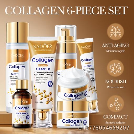  [Wholesale 6 Sets] Full English SADOER Collagen Tightening Skincare 6-piece Set Moisturizing and Moisturizing Set Box