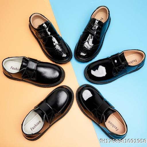 Boys' Leather Shoes Soft soled British Style Primary School Students Black Children's Dress White Performance Shoes Single Shoes Shoes