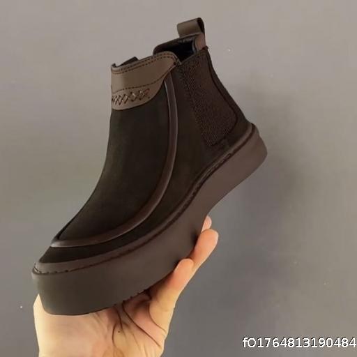 Men's Fashion Shoes Autumn/Winter Matte Leather Thick Bottom One Step Fashion Casual Shoes