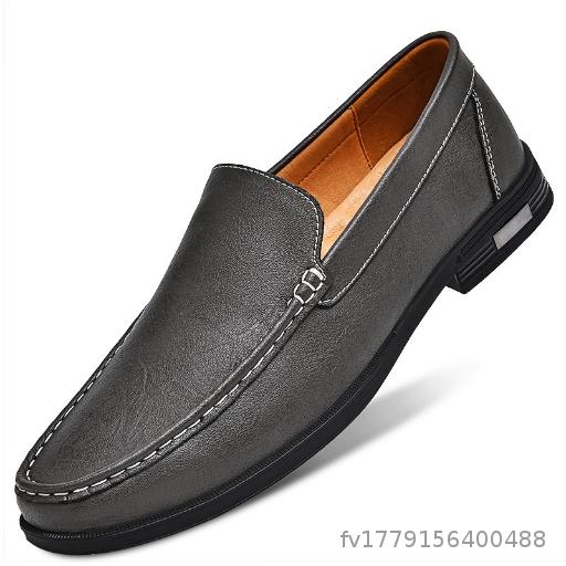 Cowhide loafers, men's British casual white shoes, business formal sets, perforated breathable leather shoes