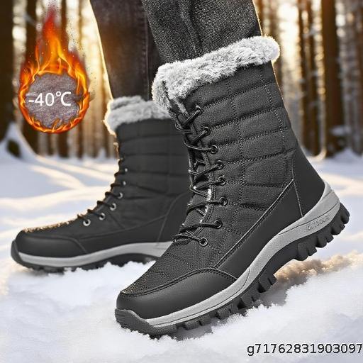 Men's and Women's Large Boots Anti slip Thick Extended Fleece Warm Sports Boots