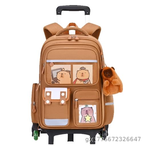 New Cartoon Capibala Pull up Backpack Large Capacity Children's Backpack Third to Sixth Grade Children's Backpack