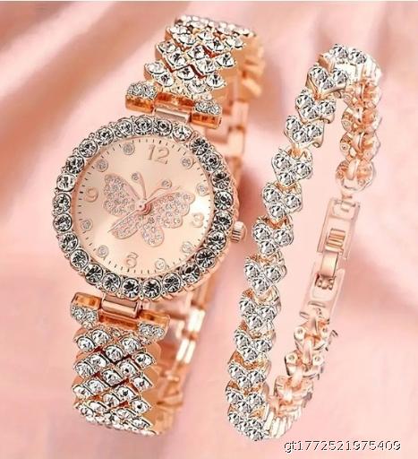  Fashion Crystal Butterfly Women's Watch YanYuTrade Co., LTD Quartz Watch Set