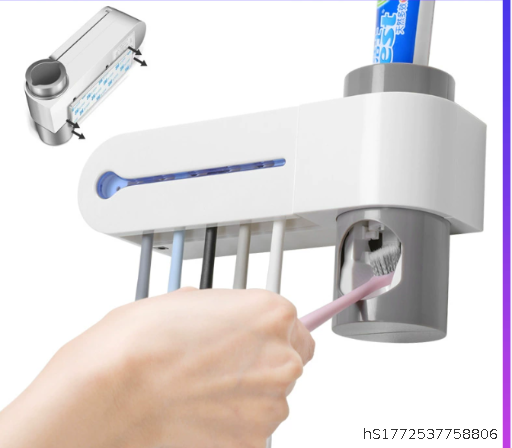 Non punched Smart Toothbrush Holder Toothbrush Disinfector Set Bathroom Storage Rack Automatic Toothpaste Squeezer