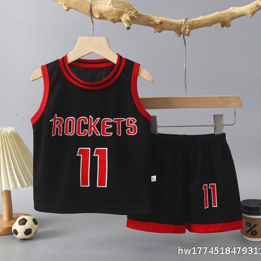 Children's basketball suit set, boys' sports quick drying clothes, medium and large children's sleeveless shorts two-piece set, kindergarten performance suit