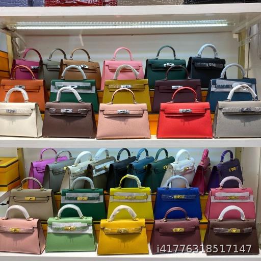  2025 European and American Genuine Leather Women's Bag Palm Pattern Mini Single Shoulder Cross Bag Kelly Bag Mini