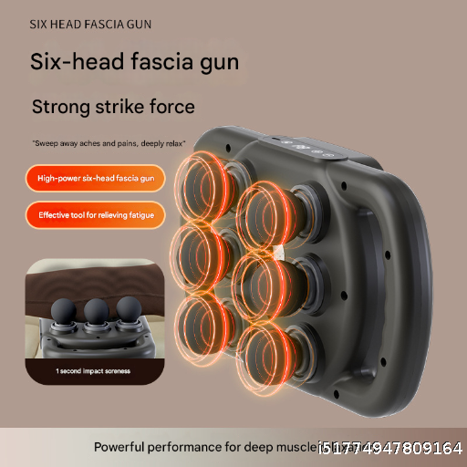  New 6-Head Fascia Gun Muscle Relaxation Massage Artifact Vibration Neck Membrane Gun Soft Head Fascia Gun