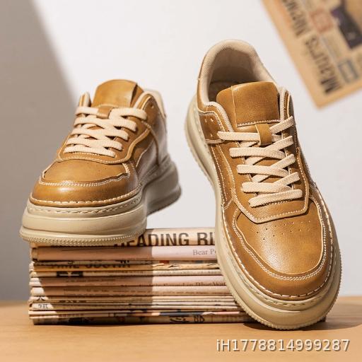 Men's Shoes Autumn Luxury Versatile Casual Leather Surface Board Shoes British Retro Men's Leather Shoes Work Shoes
