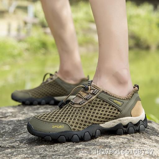  Summer Men's Shoes Mesh Breathable Sneakers Waterproof Quick Drying Outdoor Sports Trail Sneakers Casual Beach Men's Shoes