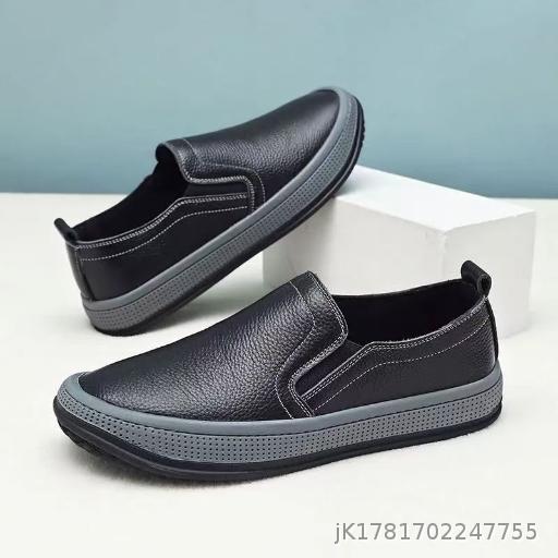 2025 Spring Hot Business Casual Leather Shoes Lazy One Step Dad Shoes Soft Bottom Soft Surface Anti slip Wear resistant Men's Shoes