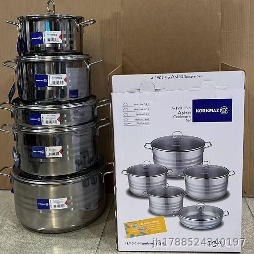 MOQ 2, 10 piece stainless steel pot set, soup pan, frying pan, cooking utensil set, CookwareSets