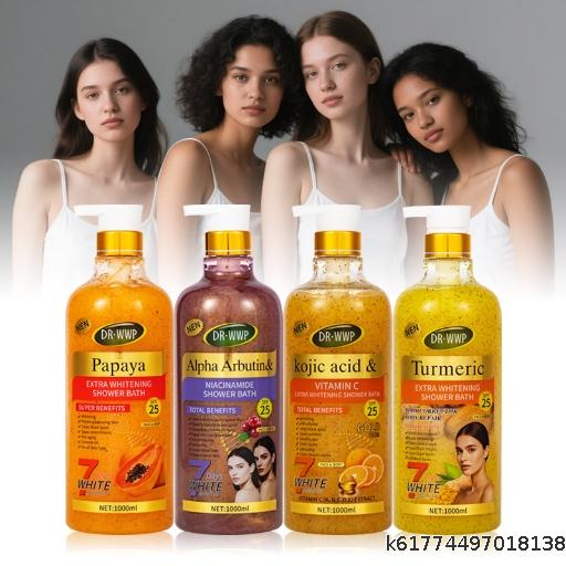 MOQ 6 Milk Scrub Shower Gel Long lasting Fragrance Deep Cleaning Turmeric Shower Gel Large Capacity 1000ml