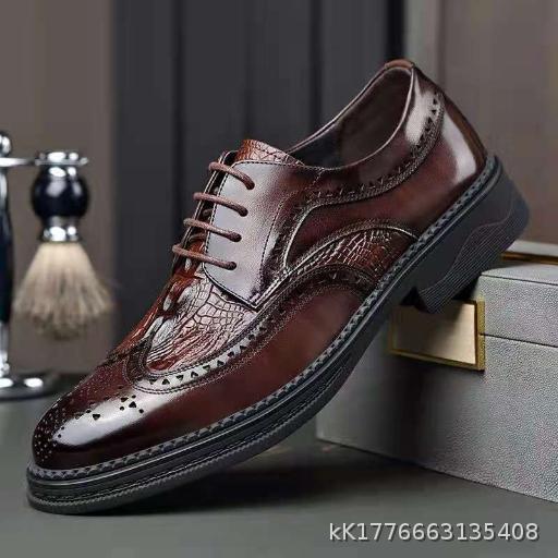 Business and Leisure British Block Leather Shoes for Men