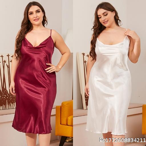 Ice Silk Sleeping Skirt Women's Summer jumpsuit Swinging collar Strap Loose Home Furnishing