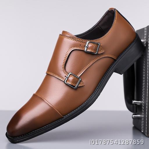 Leather Shoes Men's Business Shoes Oxford Men's Shoes Formal Three Joint Men's Leather Shoes Leather Shoes Magic Buckle