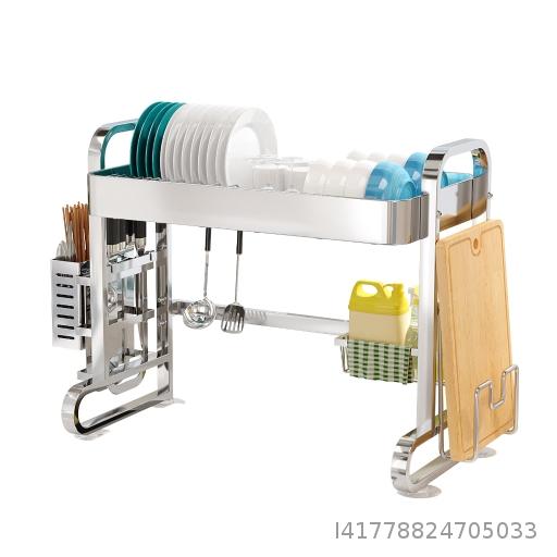  Stainless Steel New Sink Storage Rack, Kitchen Multi functional Dish Storage Rack, Dishwashing and Drainage Rack, Single and Double Sink Available